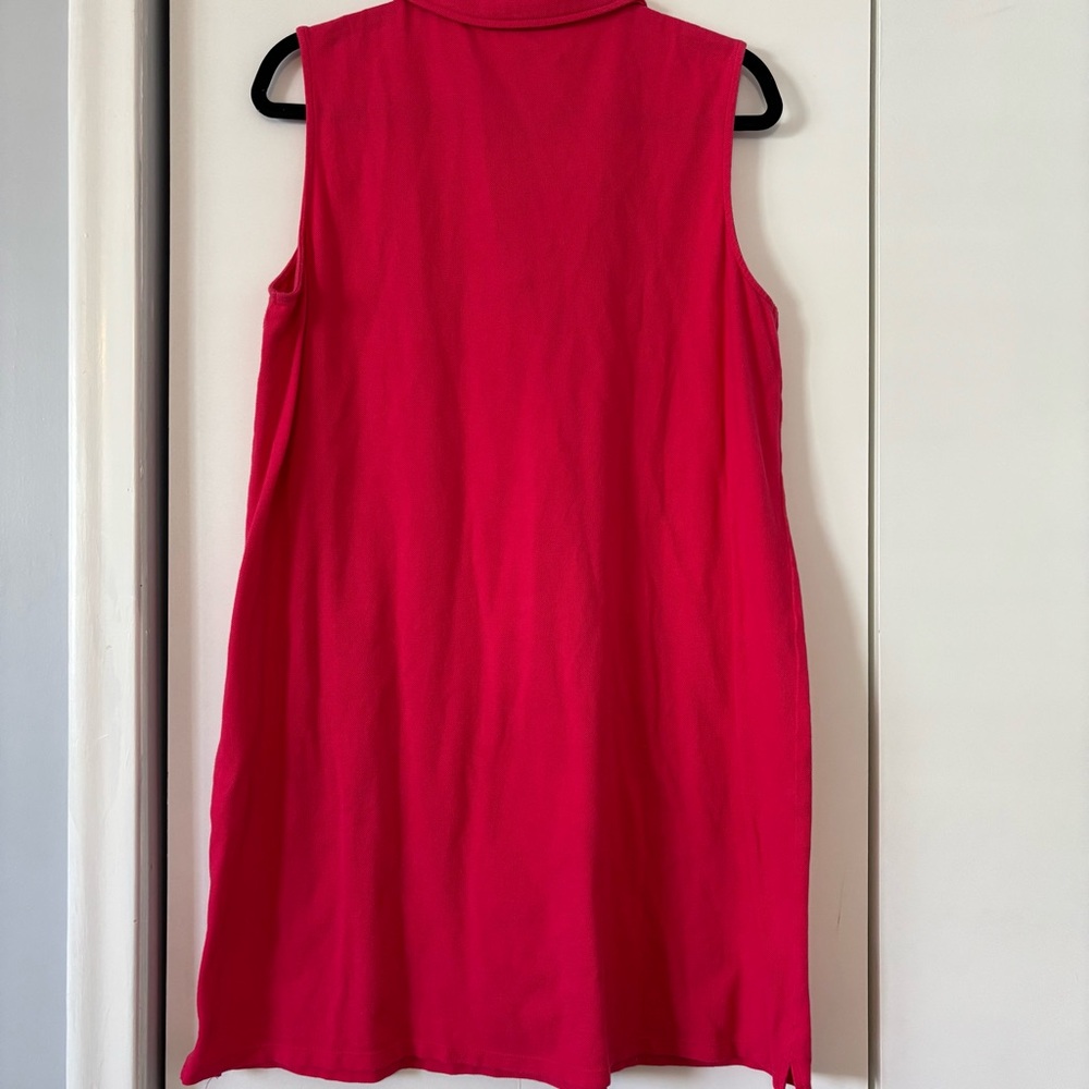 Pappagallo Bright Pink Polo Dress Sleeveless Large Cotton Golf Tennis - Picture 2 of 7
